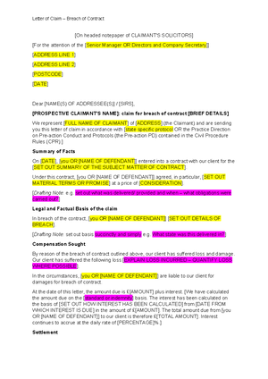 Draft Defence Statement - IN THE HIGH COURT OF JUSTICE IN THE [ ] COURT ...