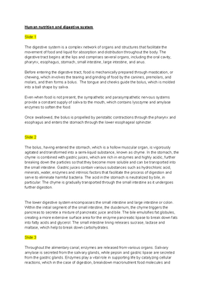 Human nutrition and the digestive system - According to Krans (2020 ...