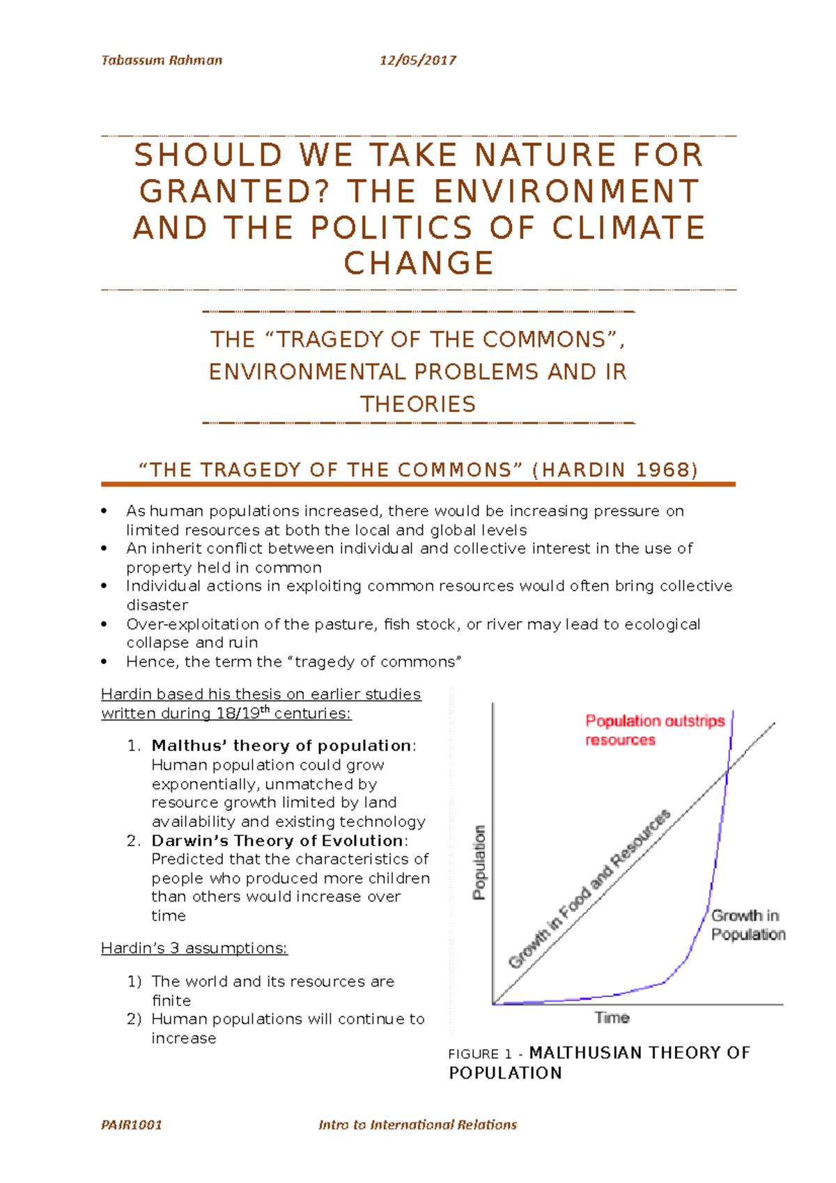 Envrionment and the Politics of Climate Change - SHOULD WE TAKE NATURE ...
