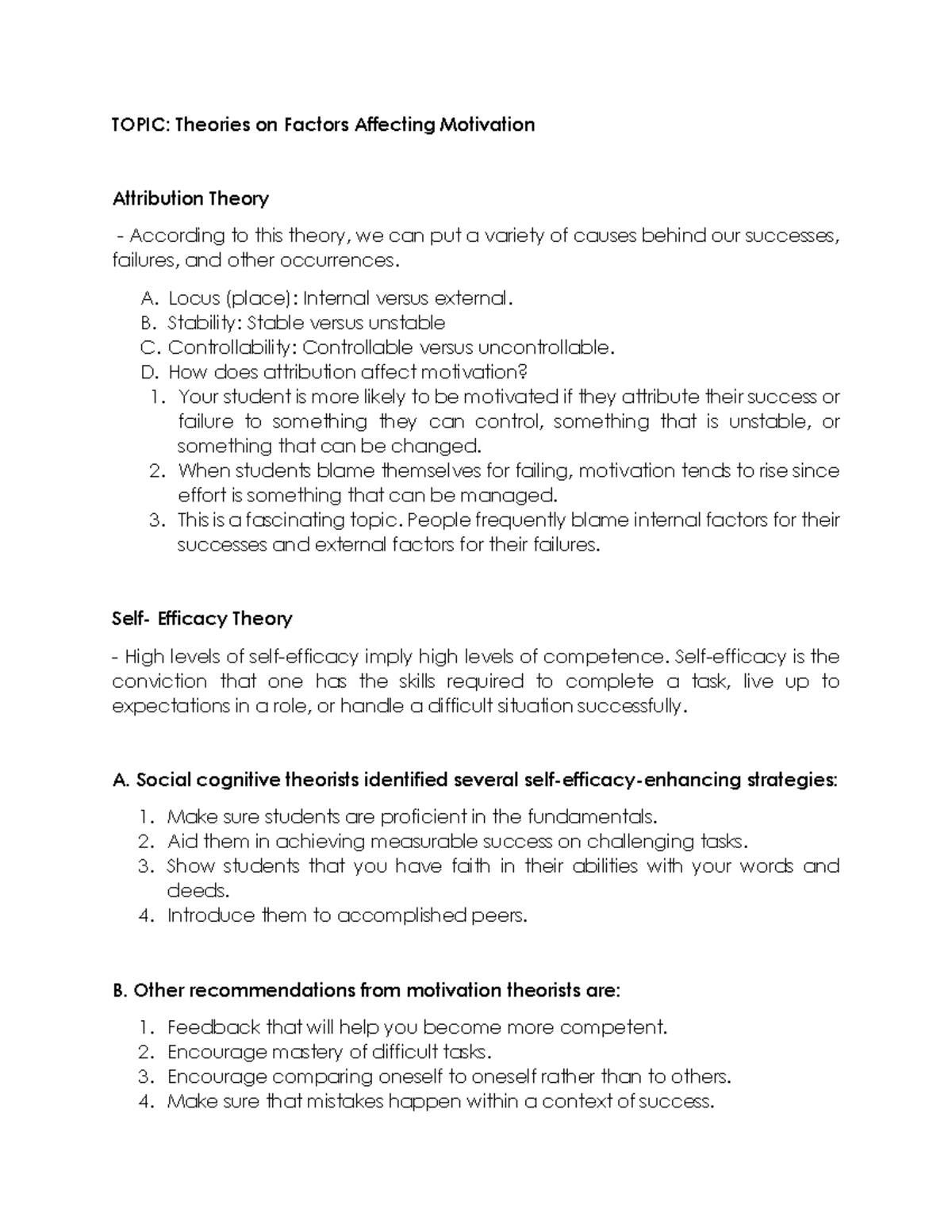 Theories on Factors Affecting Motivation - TOPIC: Theories on Factors ...