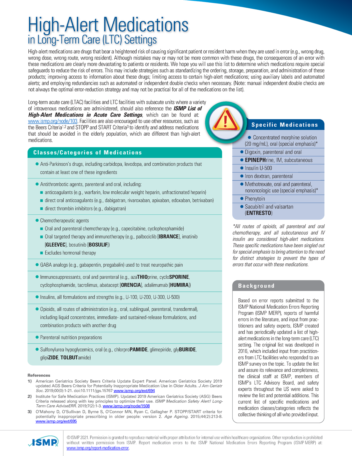 High Alert Medication in LTC Settings - ©ISMP 2021. Permission is ...