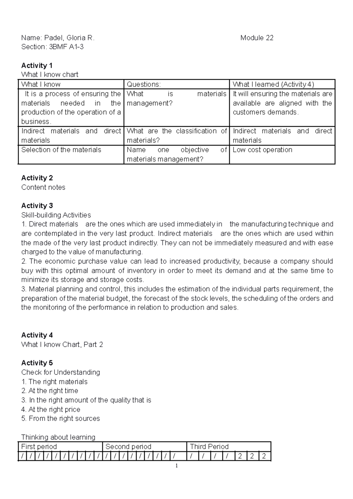 BAM 199 Module 22 - Lecture notes 1 Banking - 1 Name: Padel, Gloria R ...