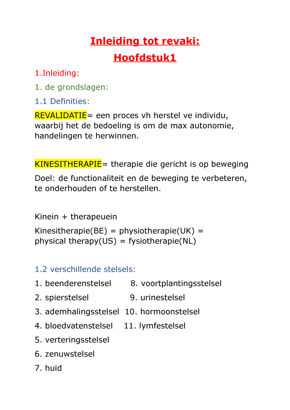 Inleiding Tot Revaki - Samenvatting Introductie Tot Revalidatie En ...