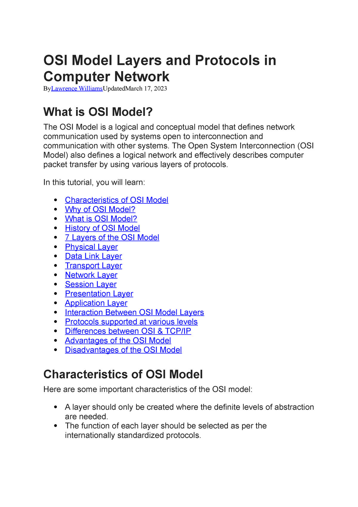 OSI Model Layers And Protocols In Computer Network - OSI Model Layers ...