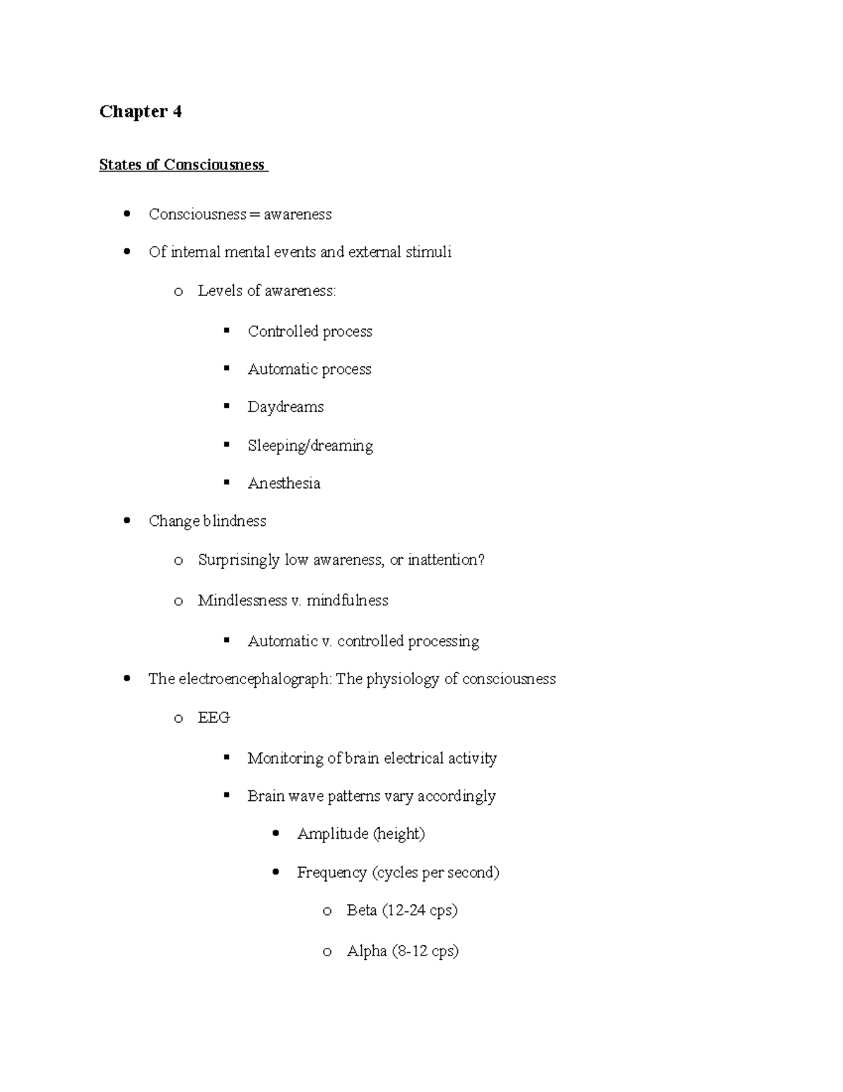 Intro To Psych Notes Ch 4-7 - Chapter 4 States Of Consciousness ...