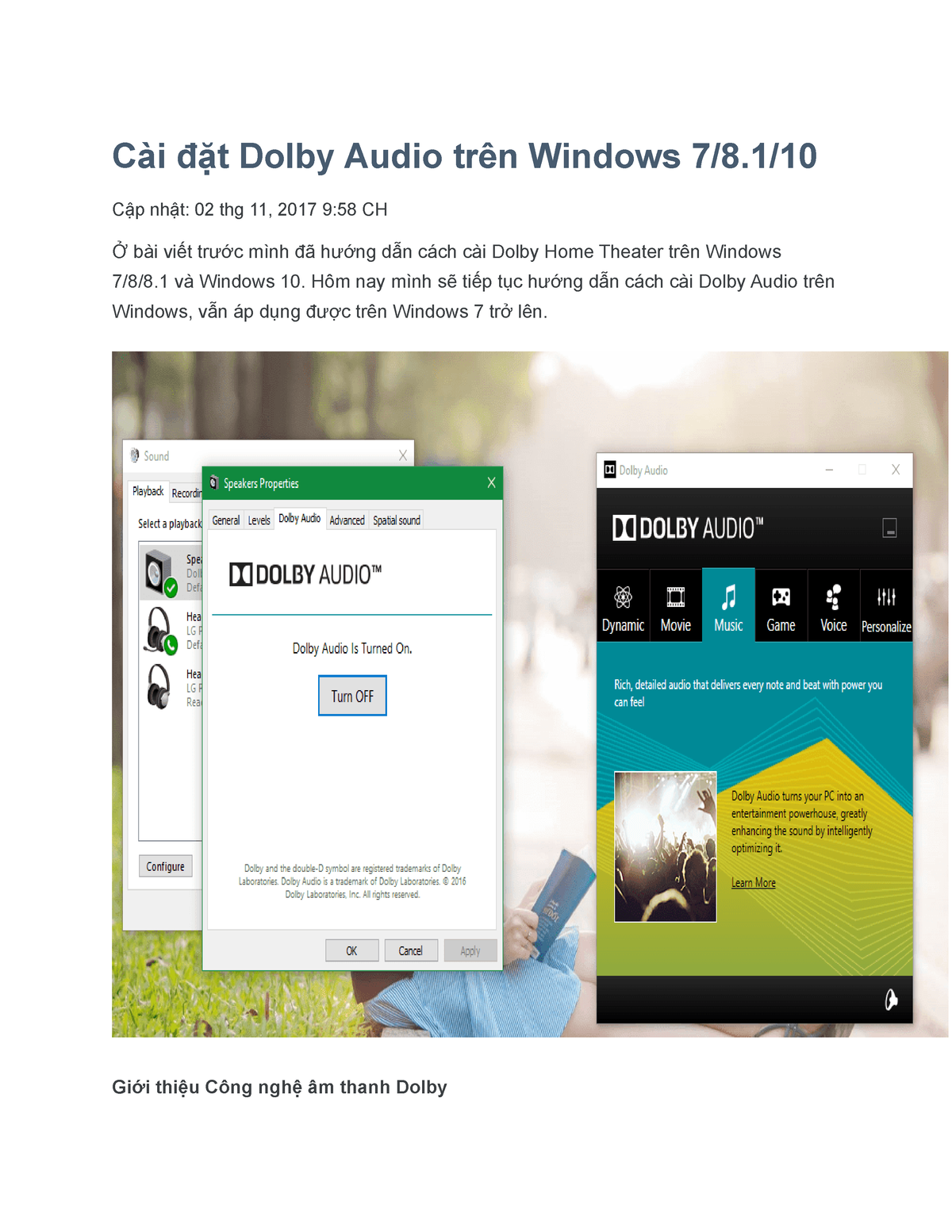 Cài đặt Dolby Audio Trên Windows 7,8,8 - Cài đặt Dolby Audio Trên ...