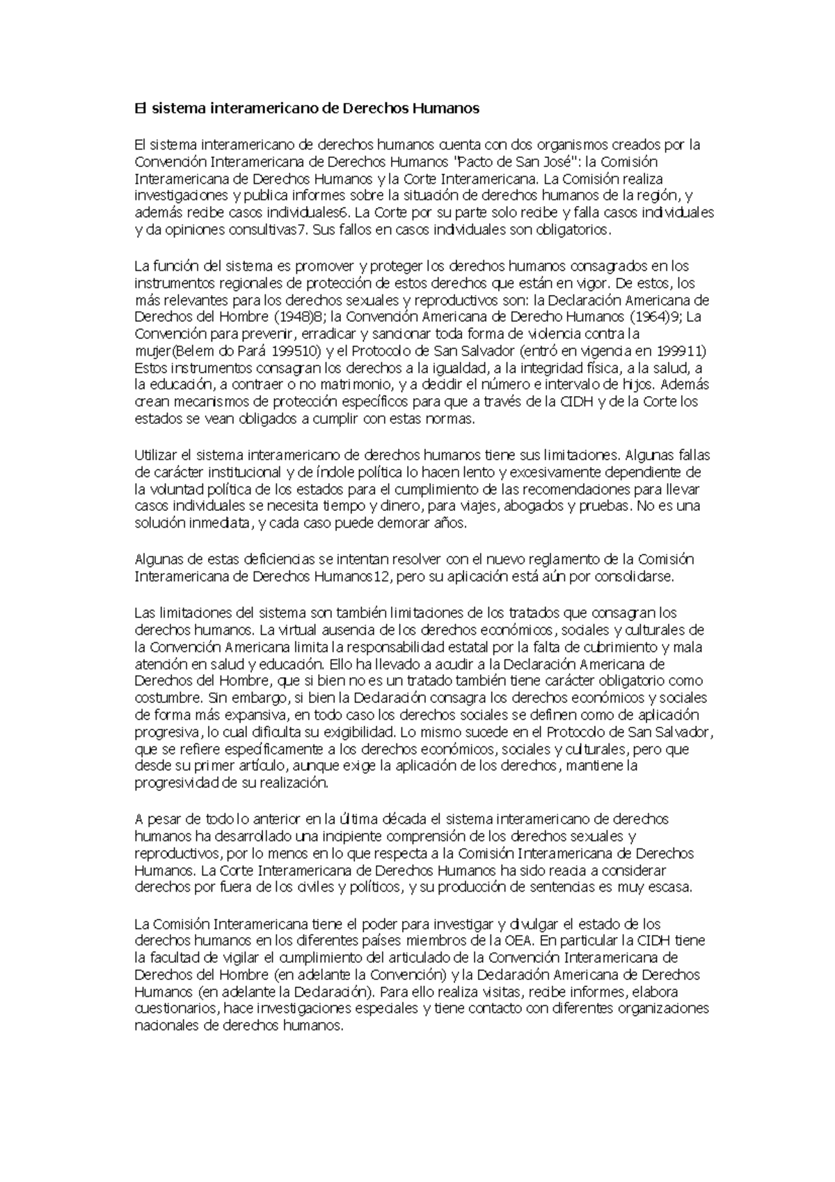 DDHH - RESUMEN - El sistema interamericano de Derechos Humanos El ...