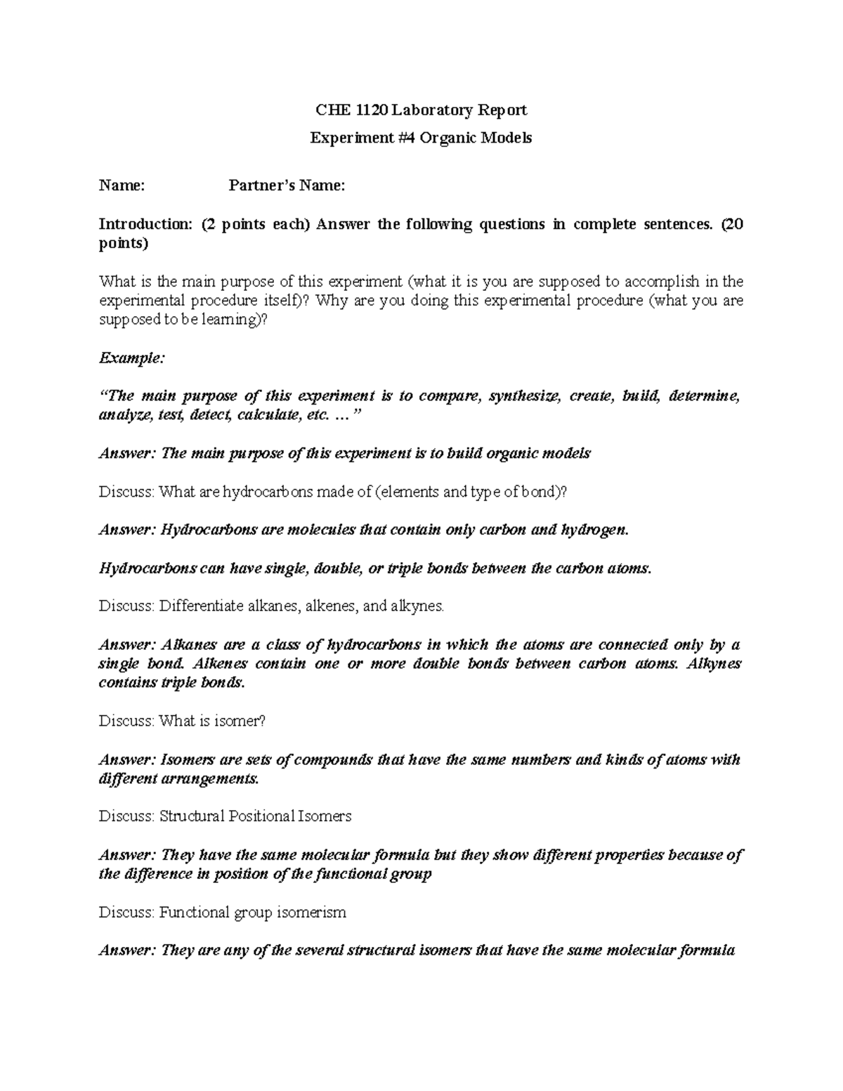 Lab+Template+1+Experiment+4+Organic+Models+Lab+Template copy - CHE 1120 ...