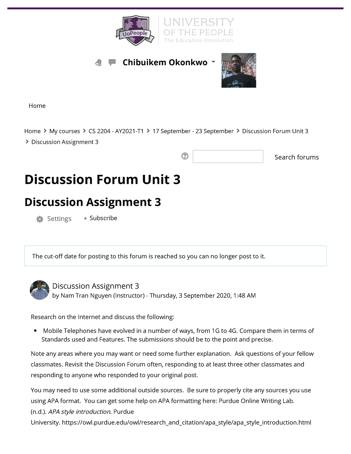 CS 2204 AY2021 T1 Discussion Assignment 3 - / Home Discussion Forum ...