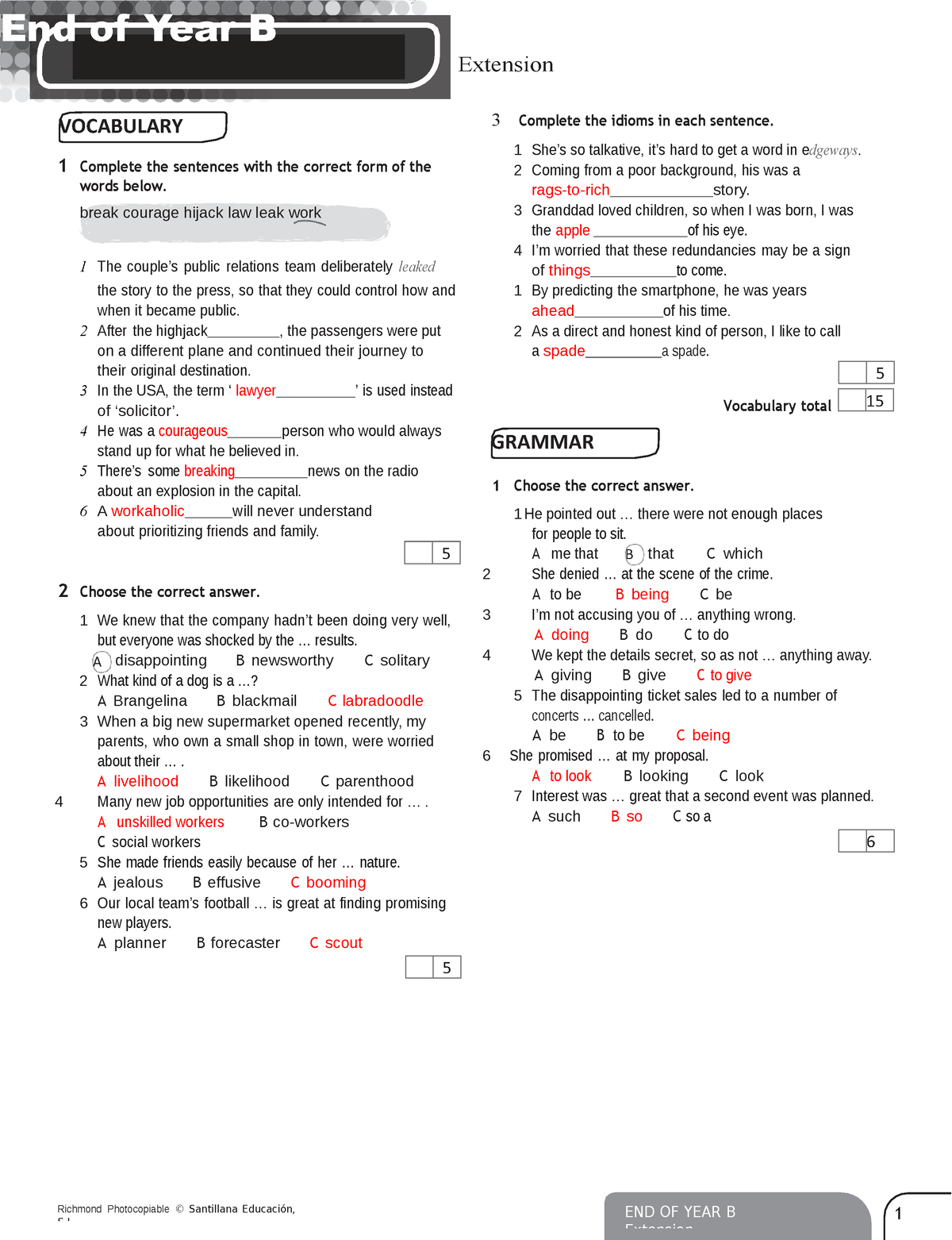 Achievers C1 End Of Year B Extension Acabado - Of Year B B GRAMMAR 1 ...