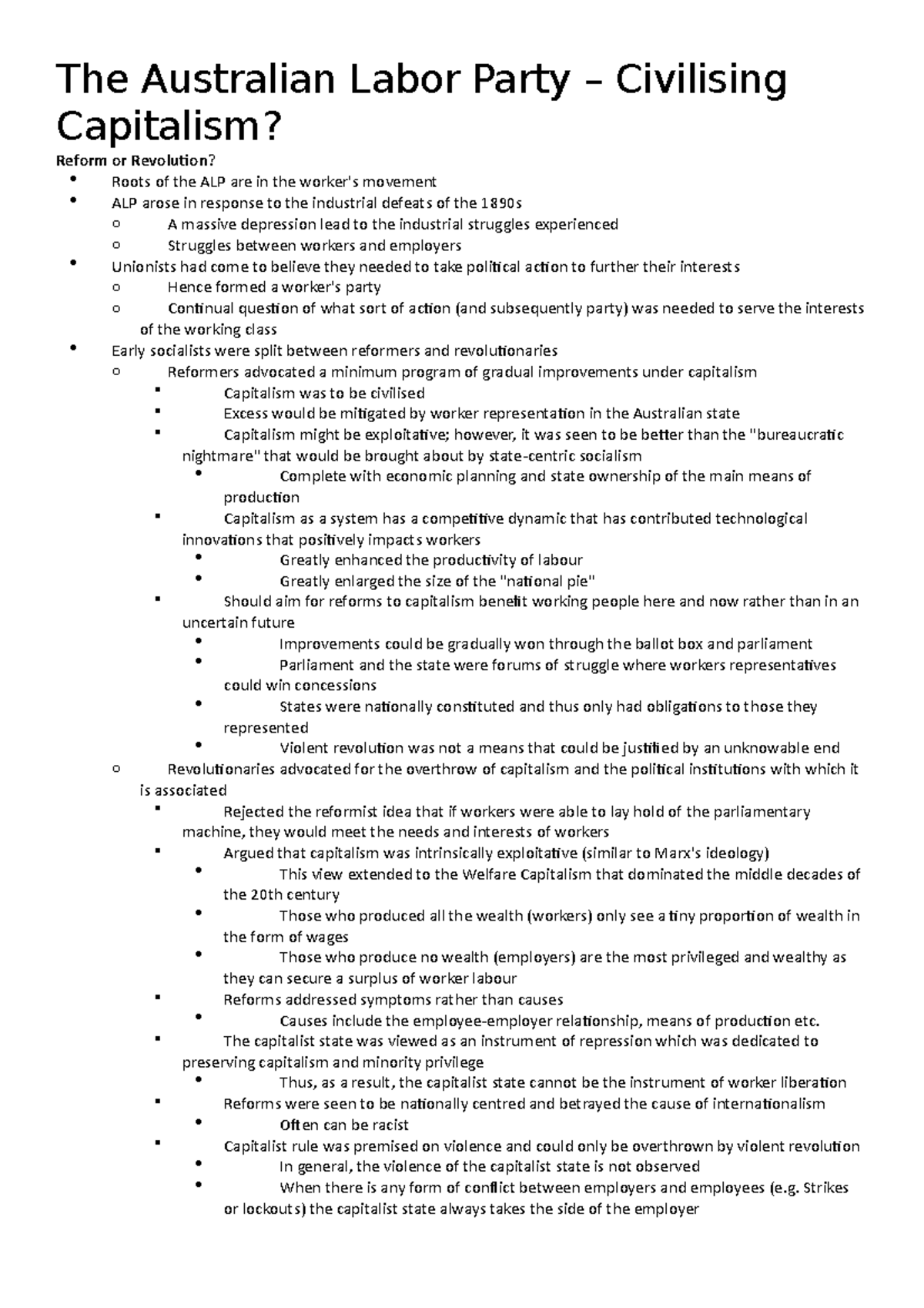 POIR1010 W8L1 - Detailed lecture notes - The Australian Labor Party ...