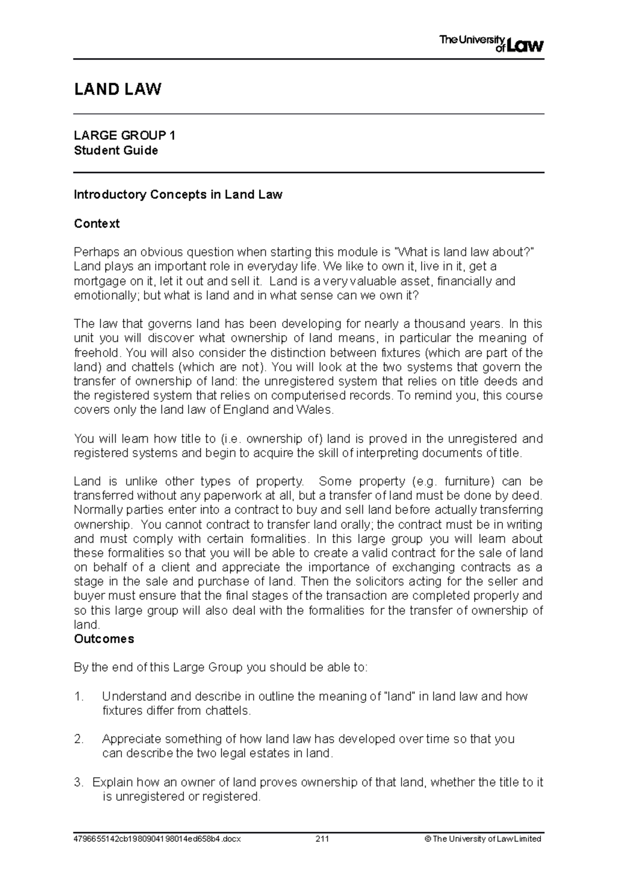 Land Law lg 1 - nk,k vk vk - LAND LAW LARGE GROUP 1 Student Guide ...