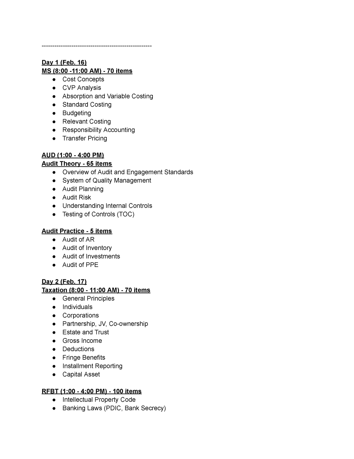 preboards coverage - Day 1 (Feb. 16) MS (8:00 -11:00 AM) - 70 items ...