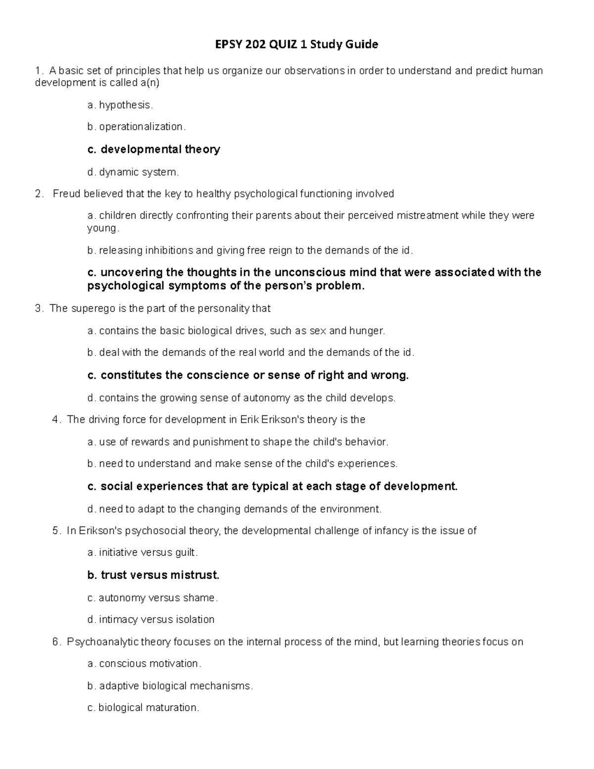 EPSY 202 Quiz 1 Chapters 2 thru 4 Study Guide - EPSY 202 QUIZ 1 Study ...