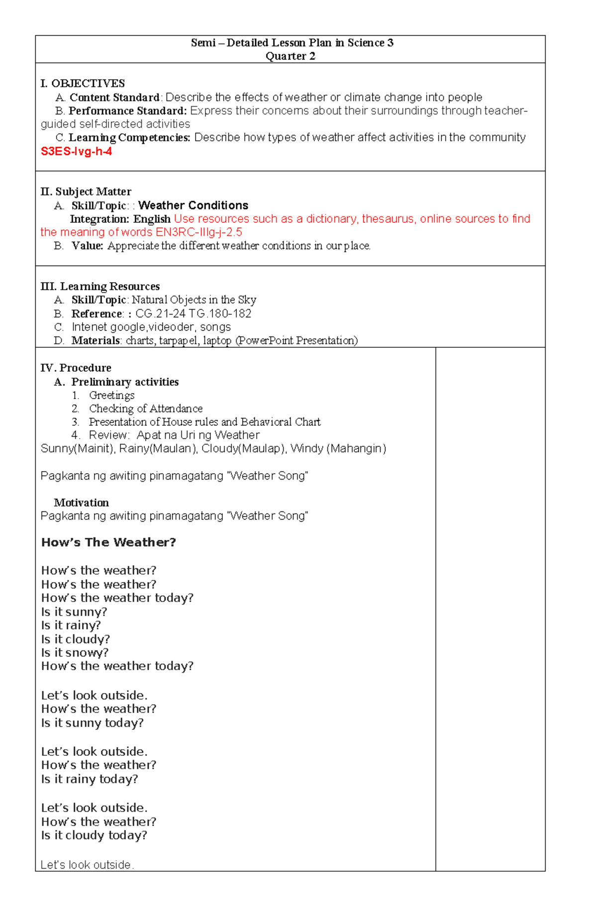 CO2.docx Science - baddhee - Semi – Detailed Lesson Plan in Science 3 ...