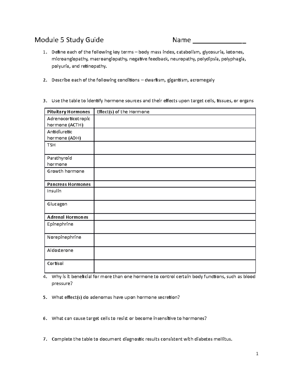 Module 5 Study guide - Module 5 Study Guide Name ______________ 1 ...