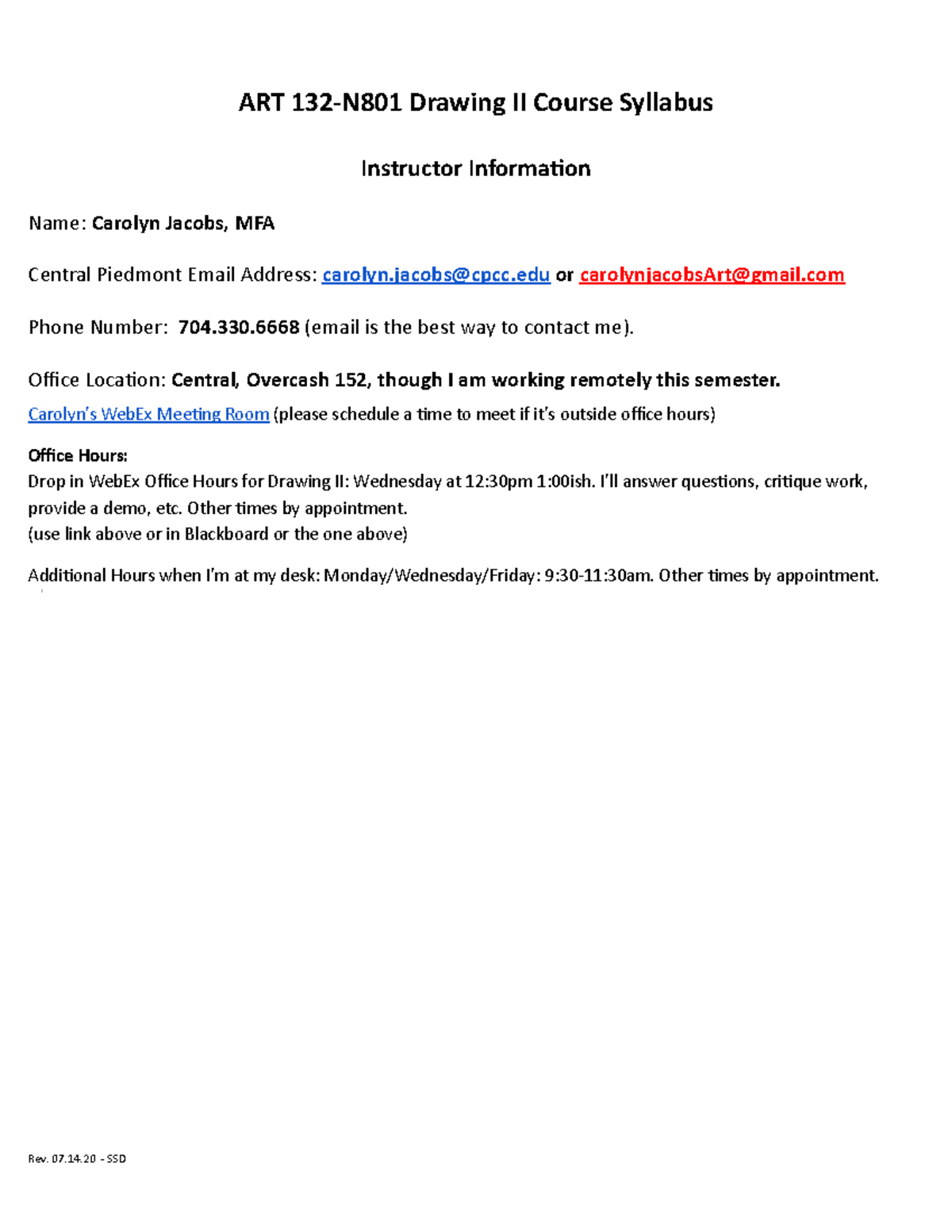 2021SP Syllabus ART132N801 ART 132N801 Drawing II Course Syllabus