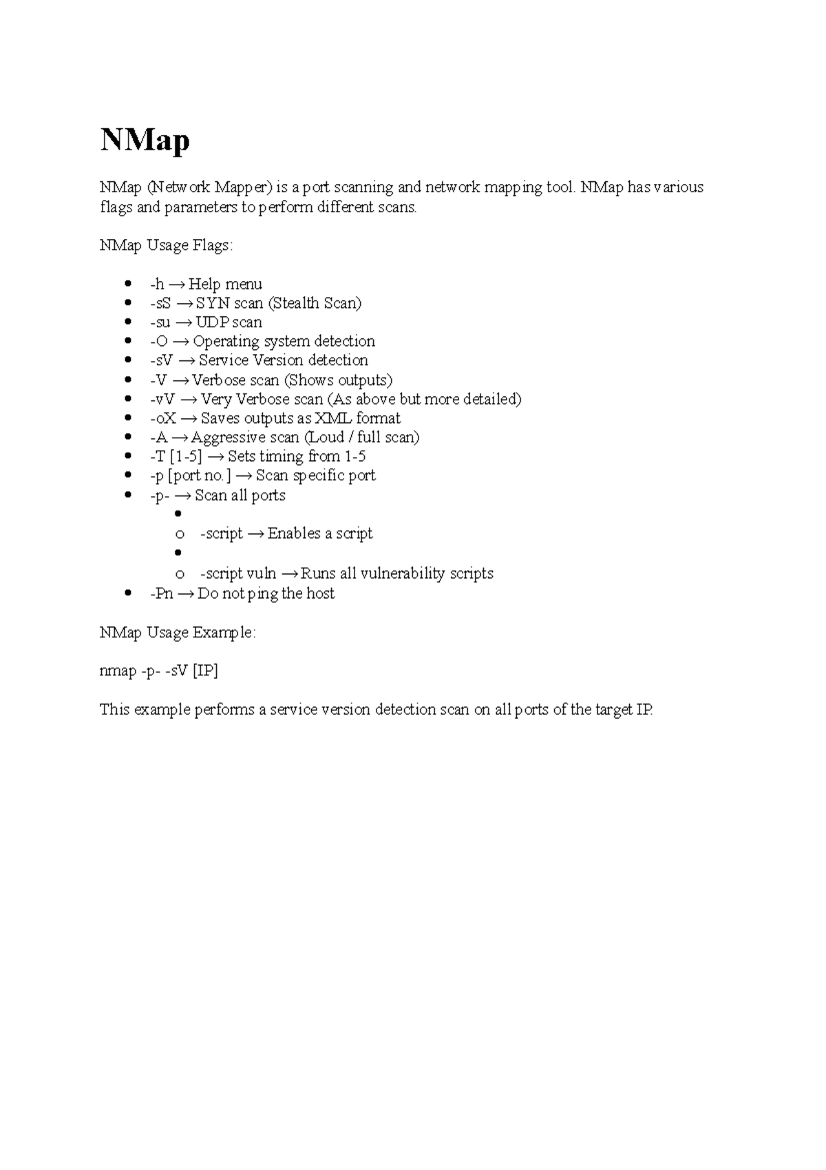 NMap Lecture Notes - NMap NMap (Network Mapper) Is A Port Scanning And ...