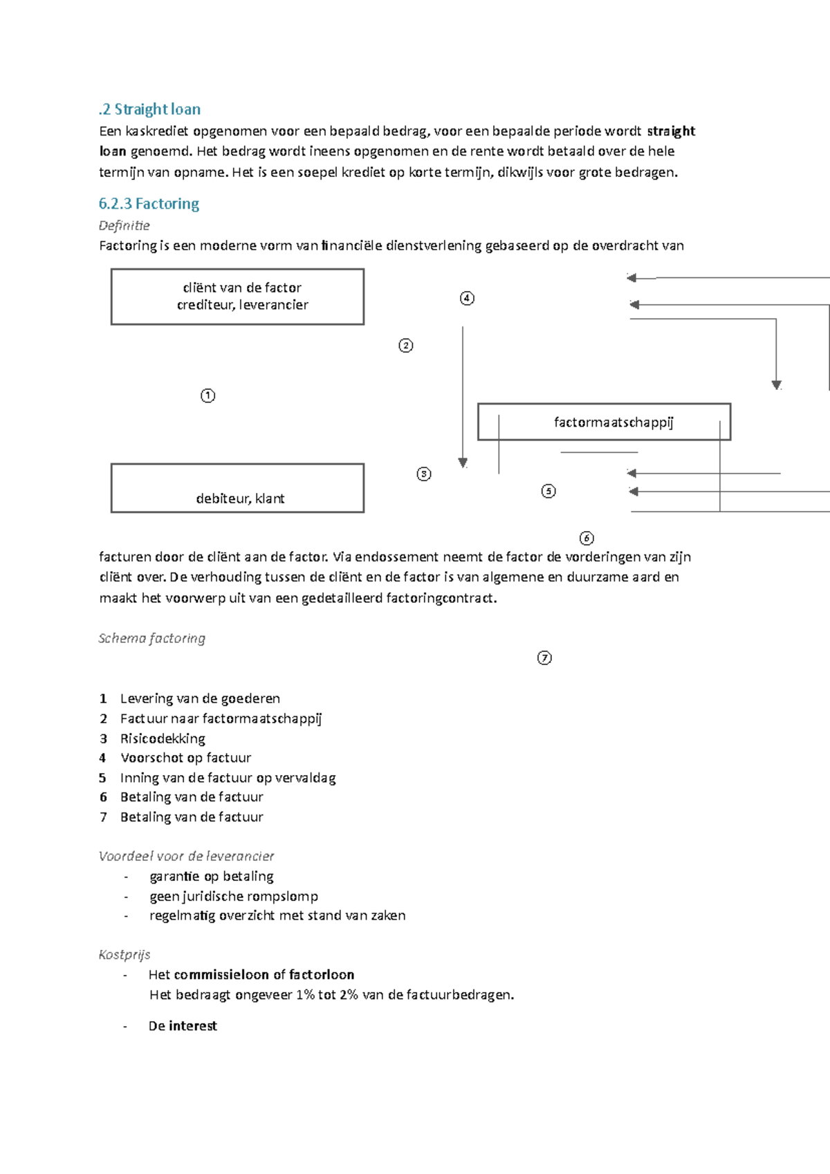 FIN Handelsverrichtingen H15 .2 Straight loan Een kaskrediet opgenomen voor een bepaald