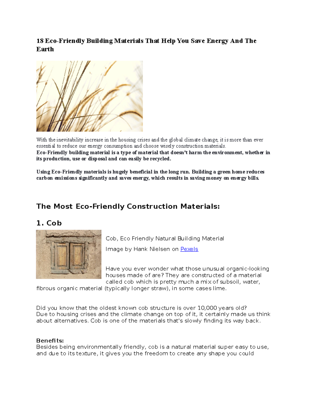 Sustainable Building Material 18 EcoFriendly Building Materials That