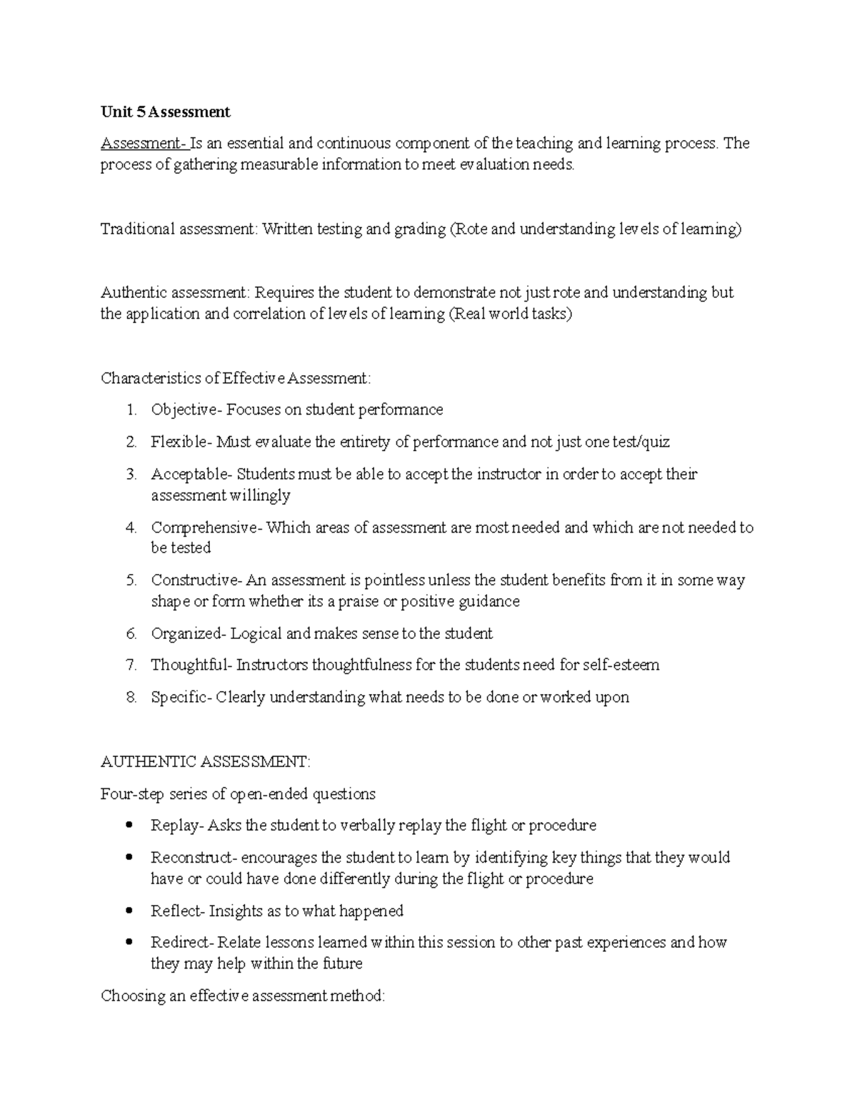 UNIT V - Chapter review questions - Unit 5 Assessment Assessment- Is an ...