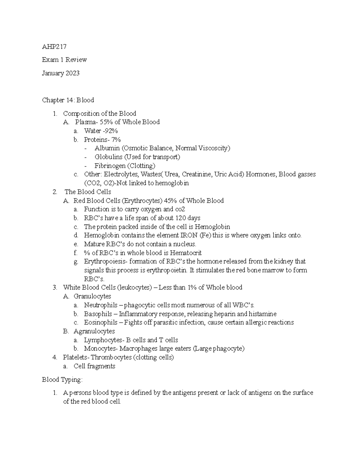 EXAM 1AHP217Concept Guide - AHP Exam 1 Review January 2023 Chapter 14 ...