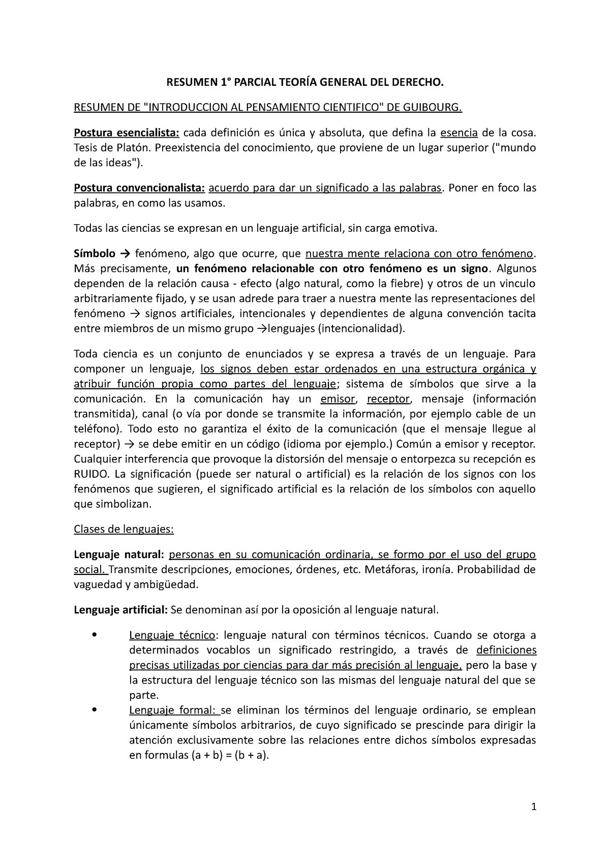 Resumen Primer Parcial Teoria General DEL Derecho - RESUMEN 1° PARCIAL ...