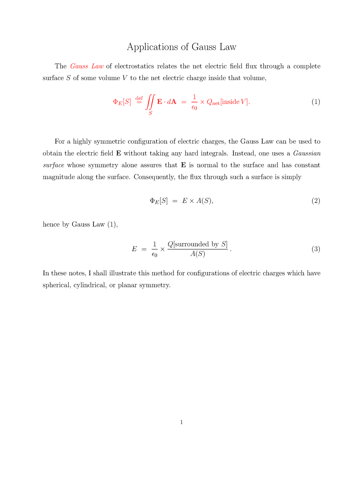 Gauss Law - (1) For A Highly Symmetric Configuration Of Electric ...