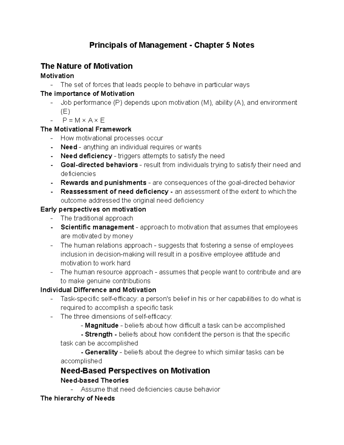 Principals of Management CHapter 5 Notes - Principals of Management ...