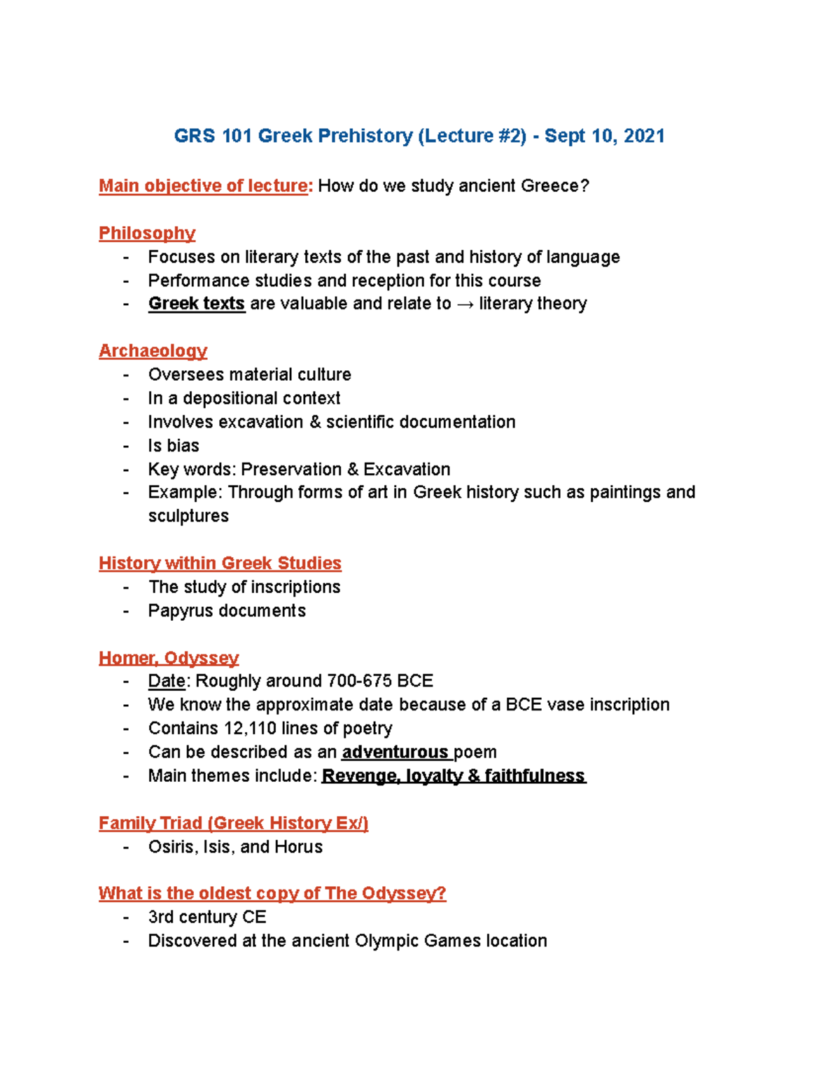 GRS 101 Greek Prehistory (Lecture #2) - GRS 101 Greek Prehistory ...