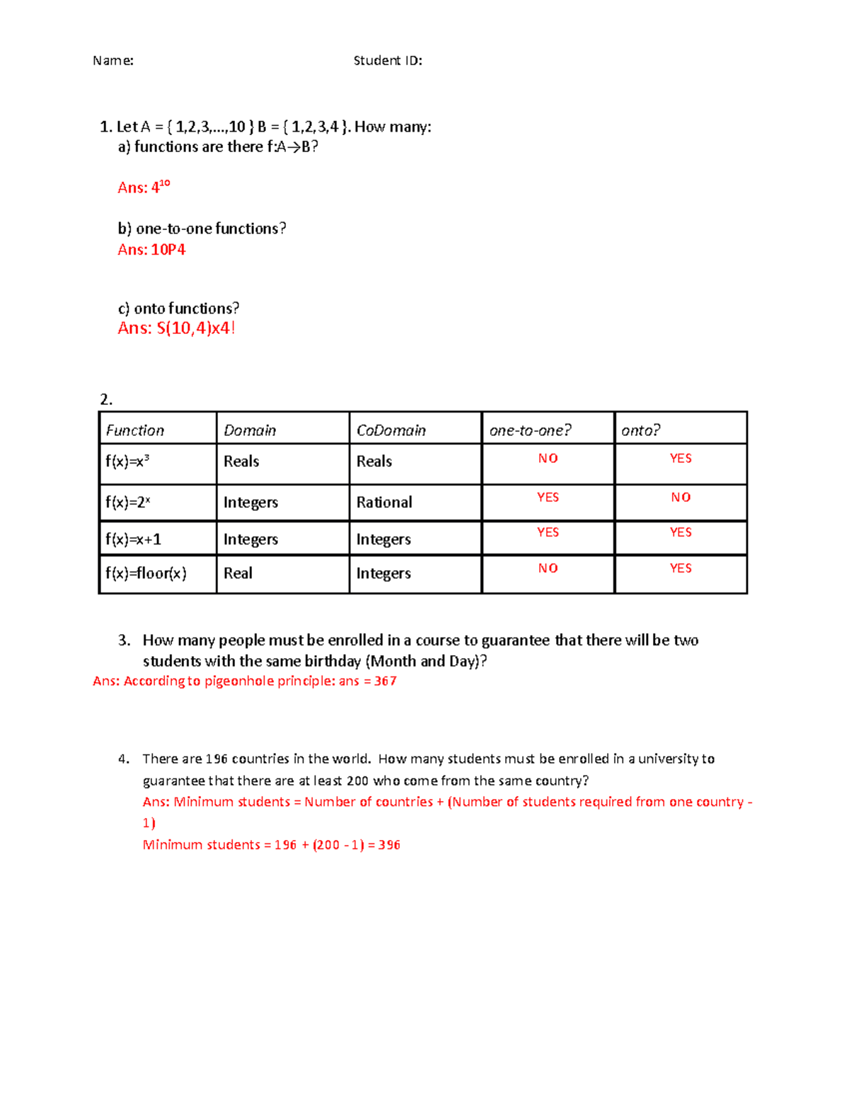 Assignment 9 - Cmpltd - Practice problem sets - Name: Student ID: 1 ...