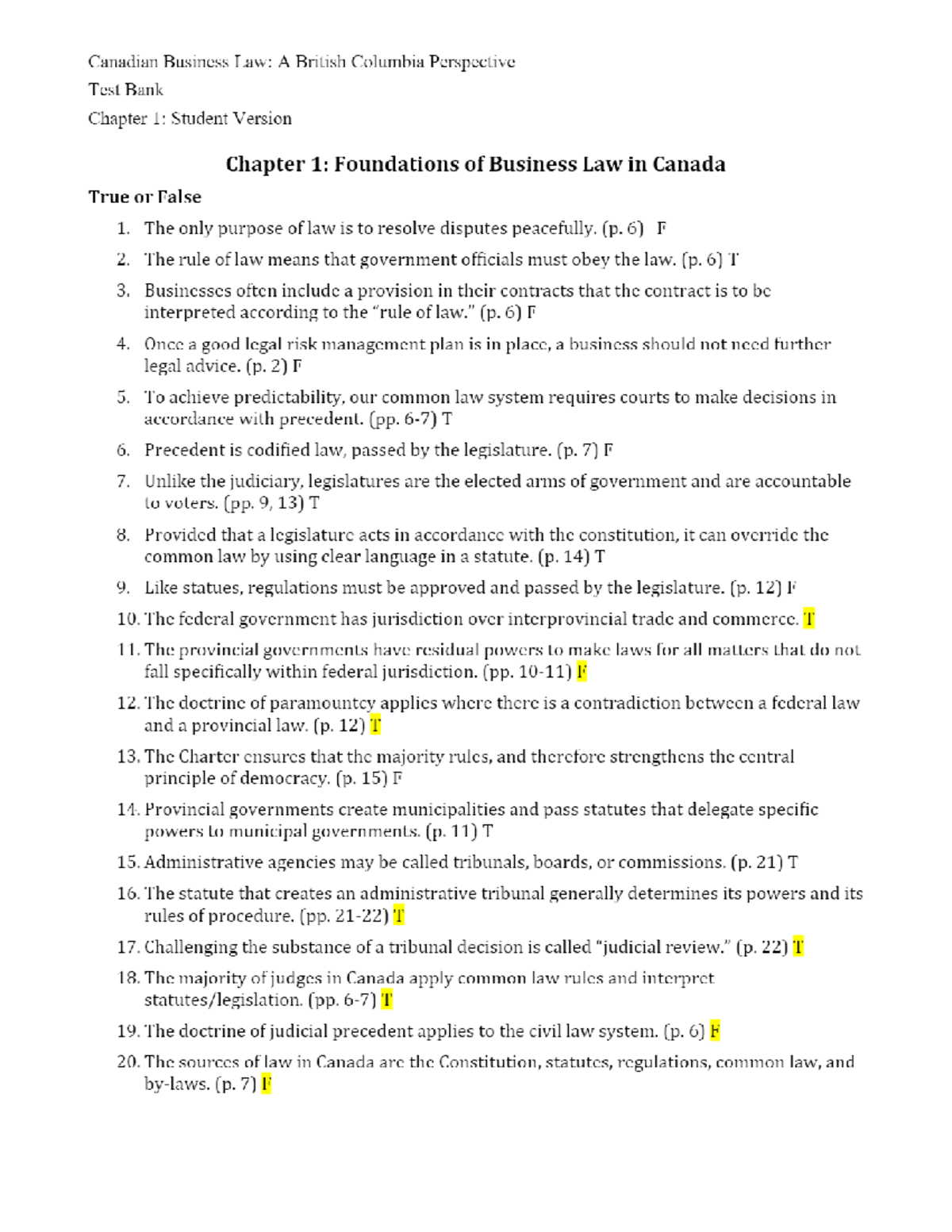 Business Law Chapter 1 Practice Questions - BLAW 150 - Studocu