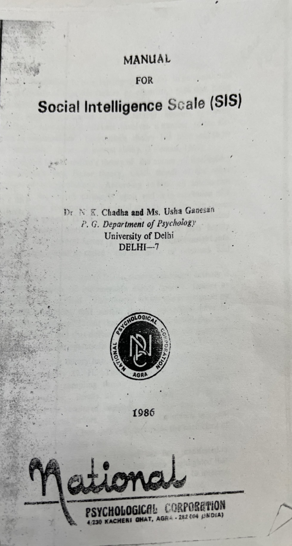 Test-3 practical - Social intelligence test - Experimental Psychology ...