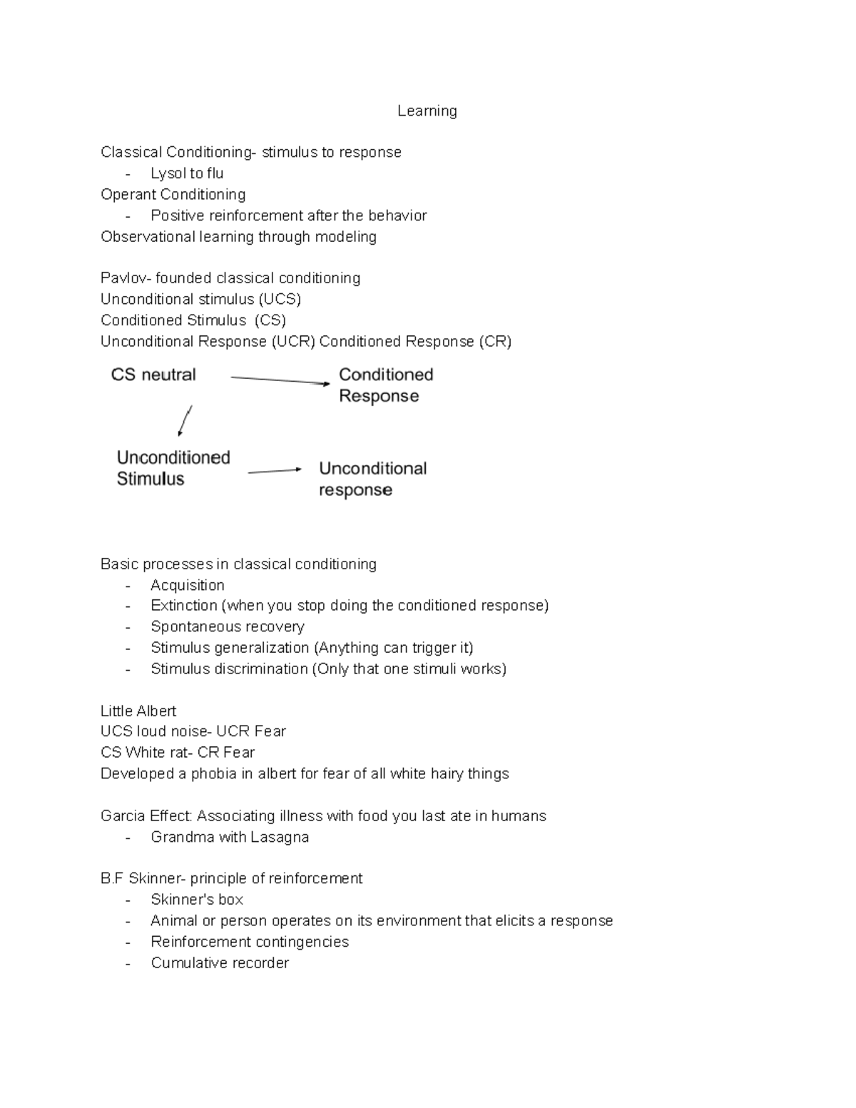 Psych Chapter 8 - Class taken with Dr. Kim Roberts - Learning Classical ...