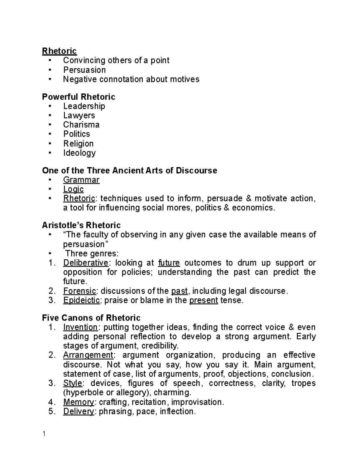 Rhetoric - Aristotle’s Rhetoric - “The faculty of observing in any ...