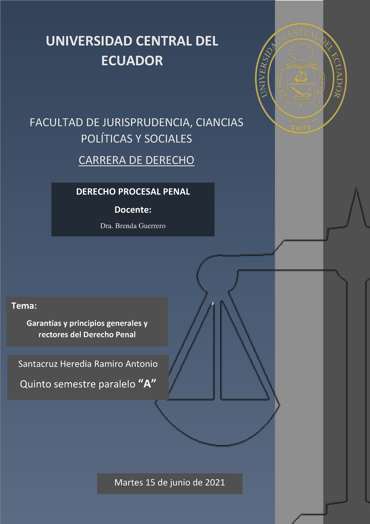 Garantías y principios generales y rectores del Derecho Penal ...