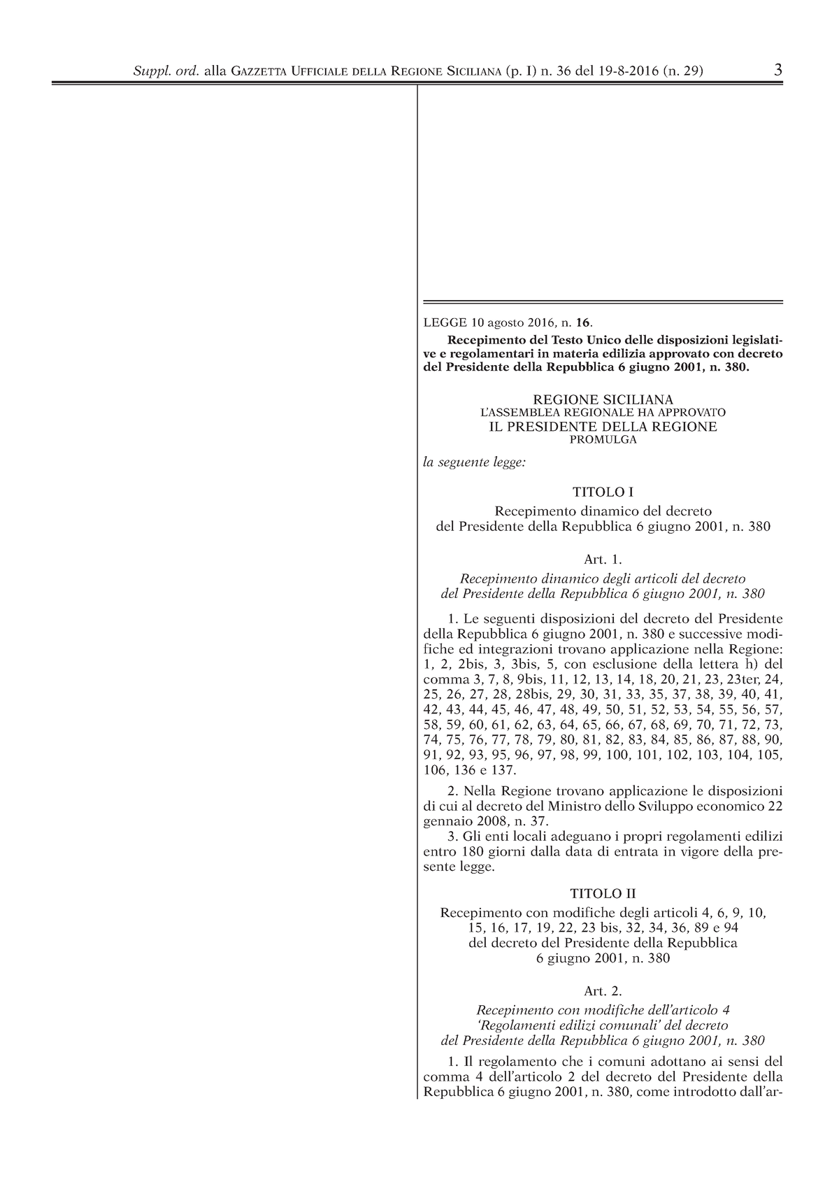 L.R. 16-2016 Testo Unico Edilizia - LEGGE 10 Agosto 2016, N. 16 ...