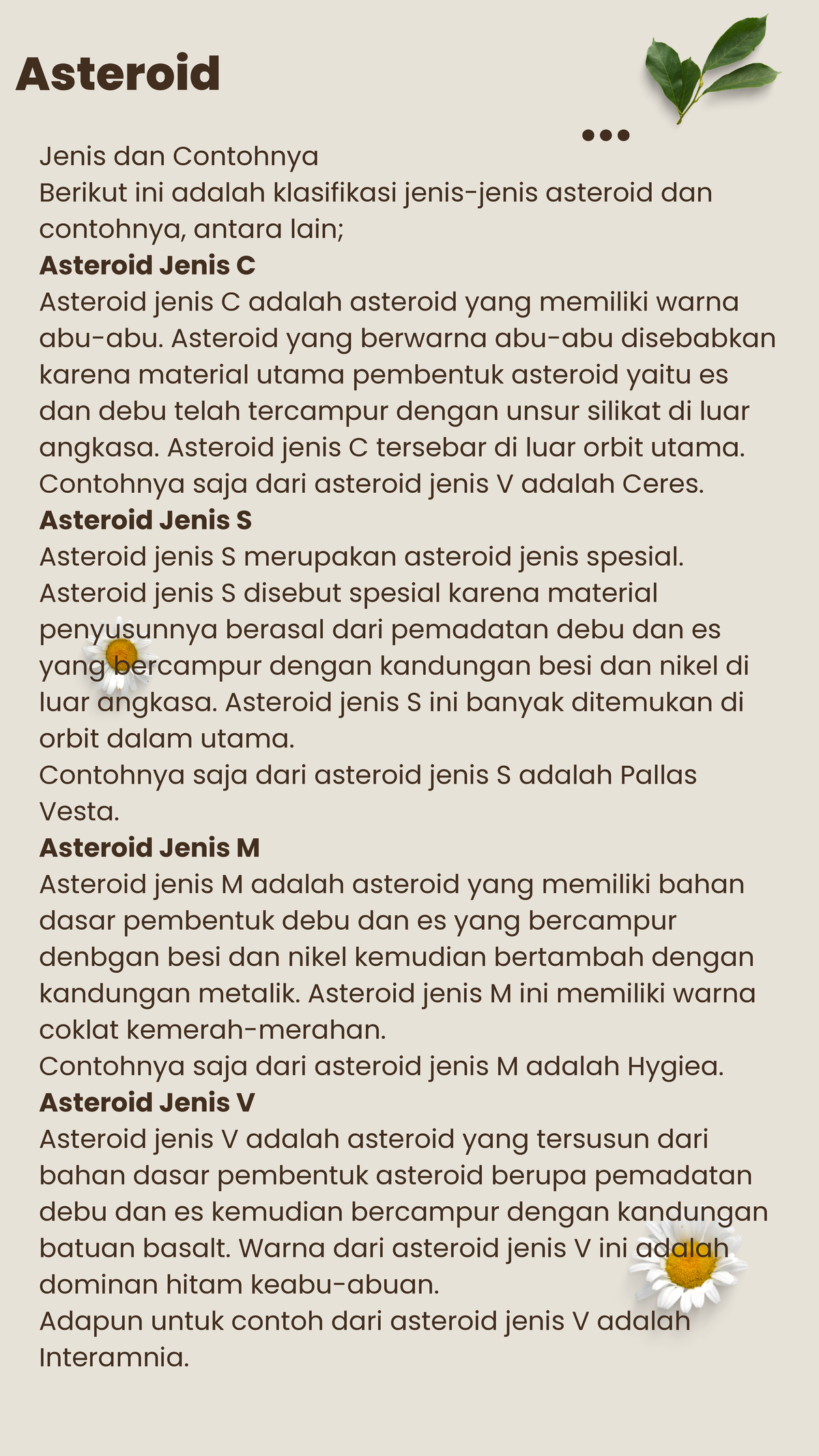 1. Jenis Dan Contoh Asteroid - Jenis Dan Contohnya Berikut Ini Adalah ...