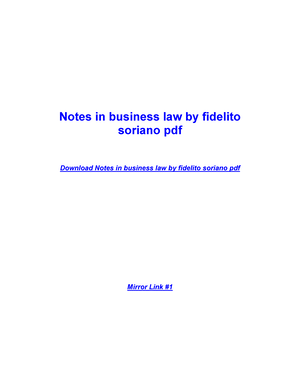 Pdfcoffee - notes in business law - Notes In Business Law By Fidelito  Soriano Pdf Notes In Business - Studocu