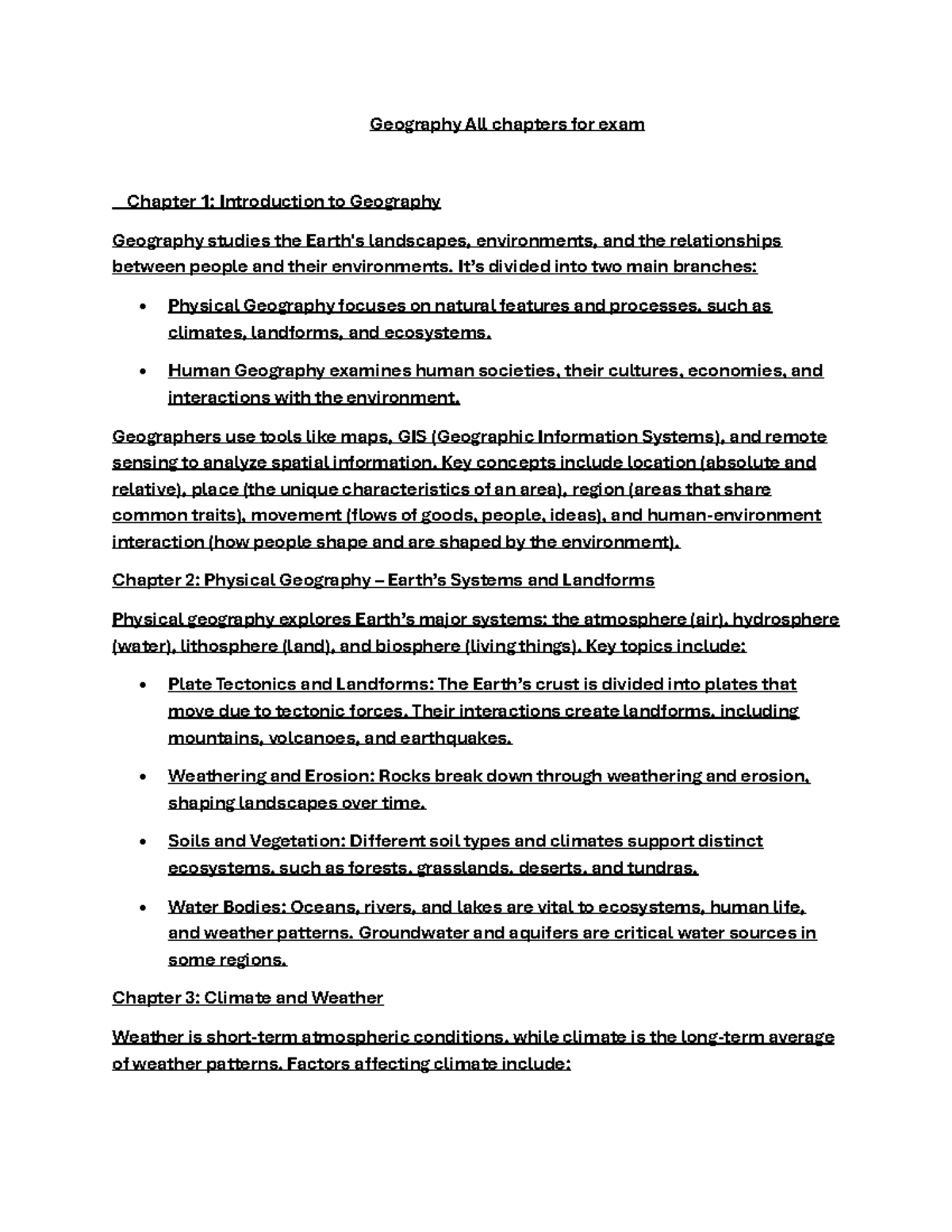 Geography all chapters for exam - Geography All chapters for exam ...