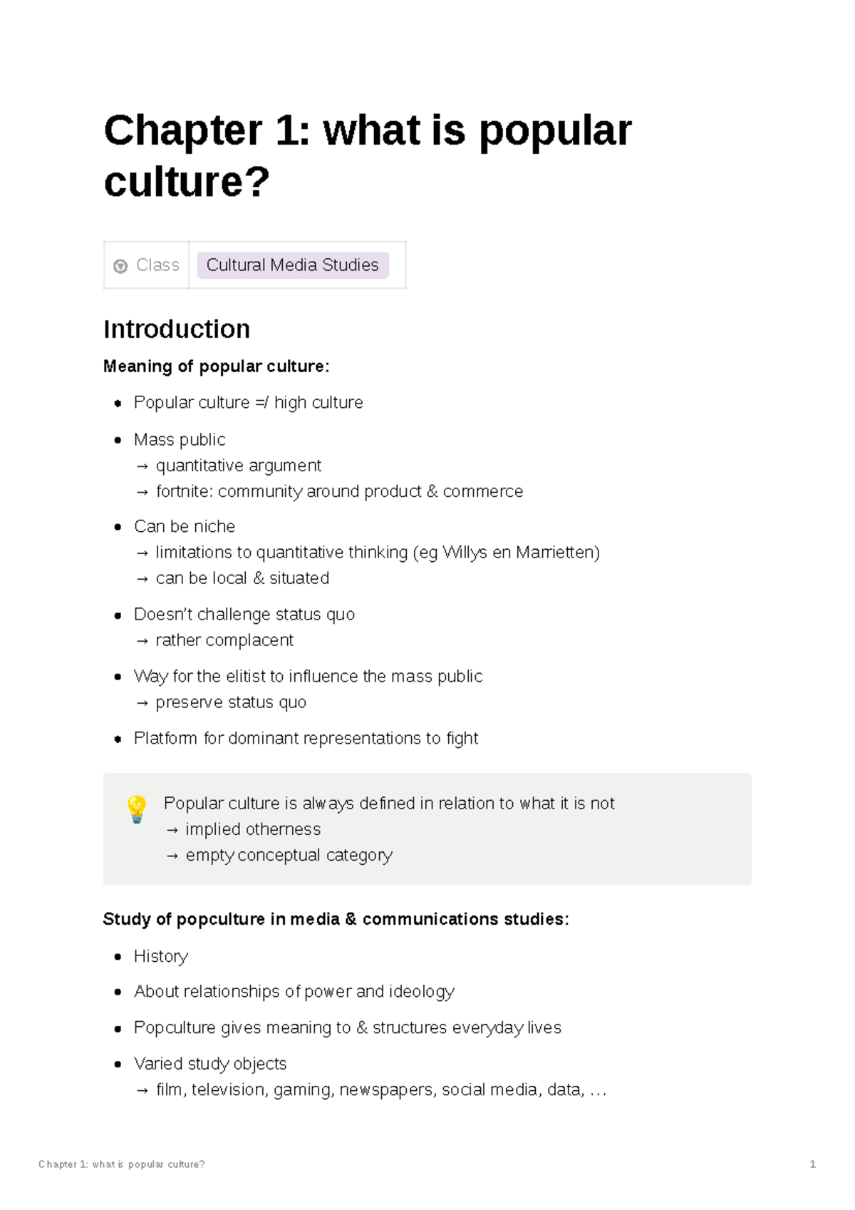 Chapter 1 What Is Popular Culture - Chapter 1: What Is Popular Culture 