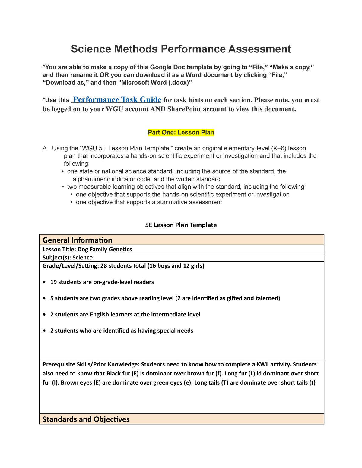 5e Lesson Plan Science Template Science Methods Performance