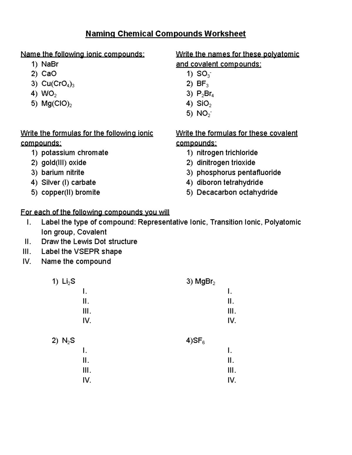 Naming+Chemical+Compounds+Worksheet+ - Naming Chemical Compounds ...