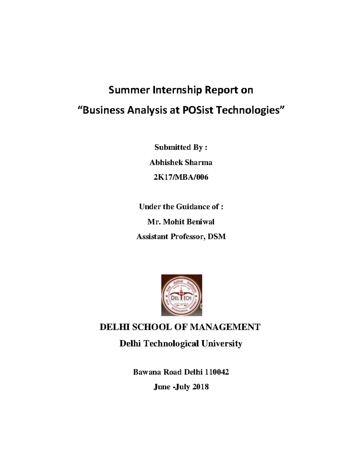 Toaz - It's a summer internship report on business analysis - Summer ...