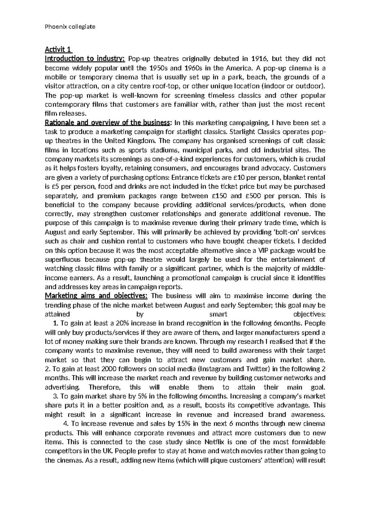 Case study 4 - Exam report for niche markets - Activit 1 - Studocu