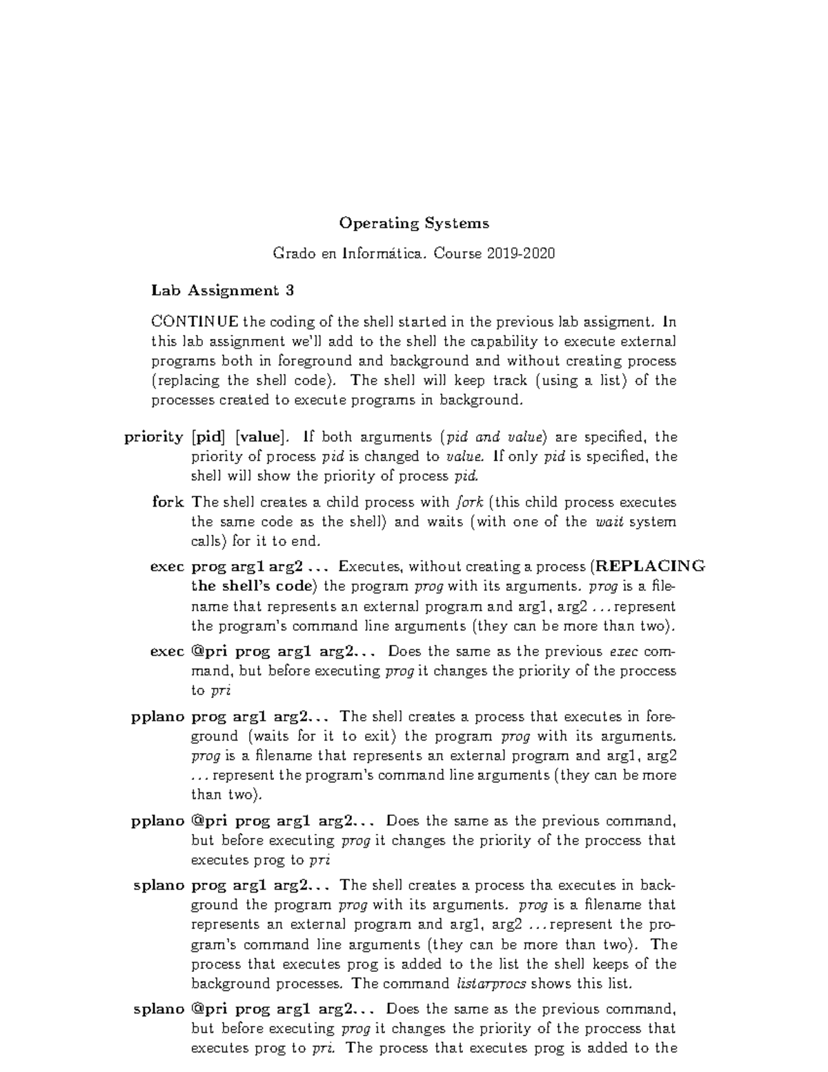 Lab Assignment 3 - Practica 3 2019 - Operating Systems Grado en Inform ...