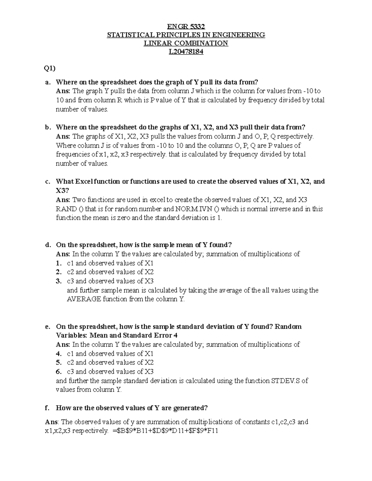 Random Variable - Assignment - STATISTICAL PRINCIPLES IN ENGINEERING ...