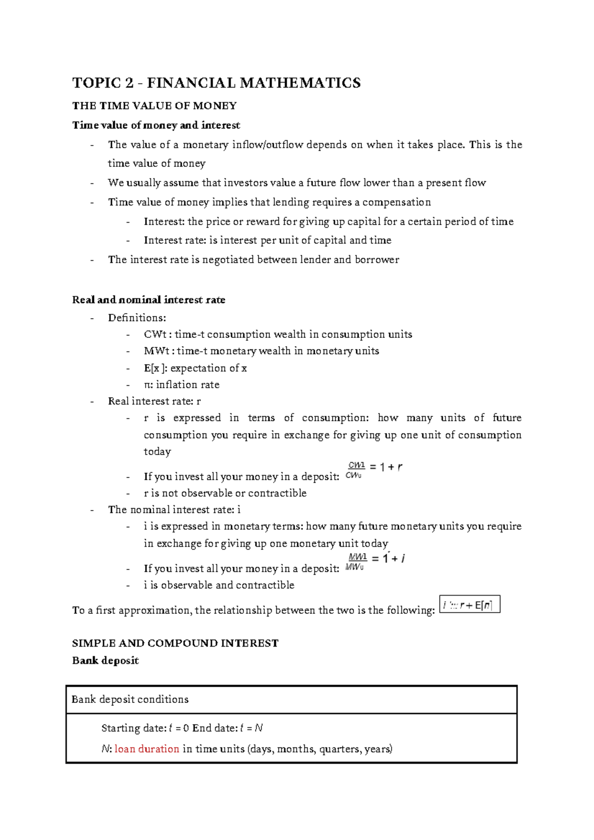 Financial Economics Chapter 2 - TOPIC 2 - FINANCIAL MATHEMATICS THE ...