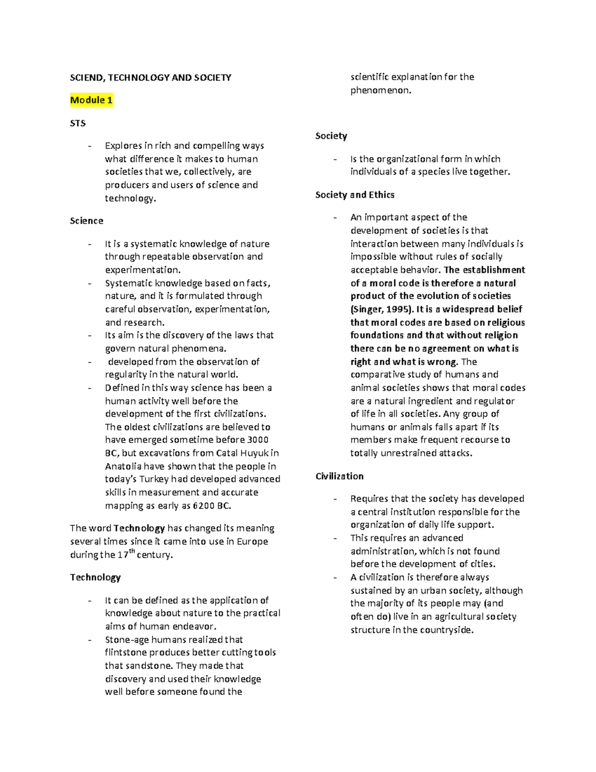 Sts Lecture Reviewer Module 1 3 Sciend Technology And Society Module Sts Lecture Reviewer Module 1 3 Sciend Technology And Society Module