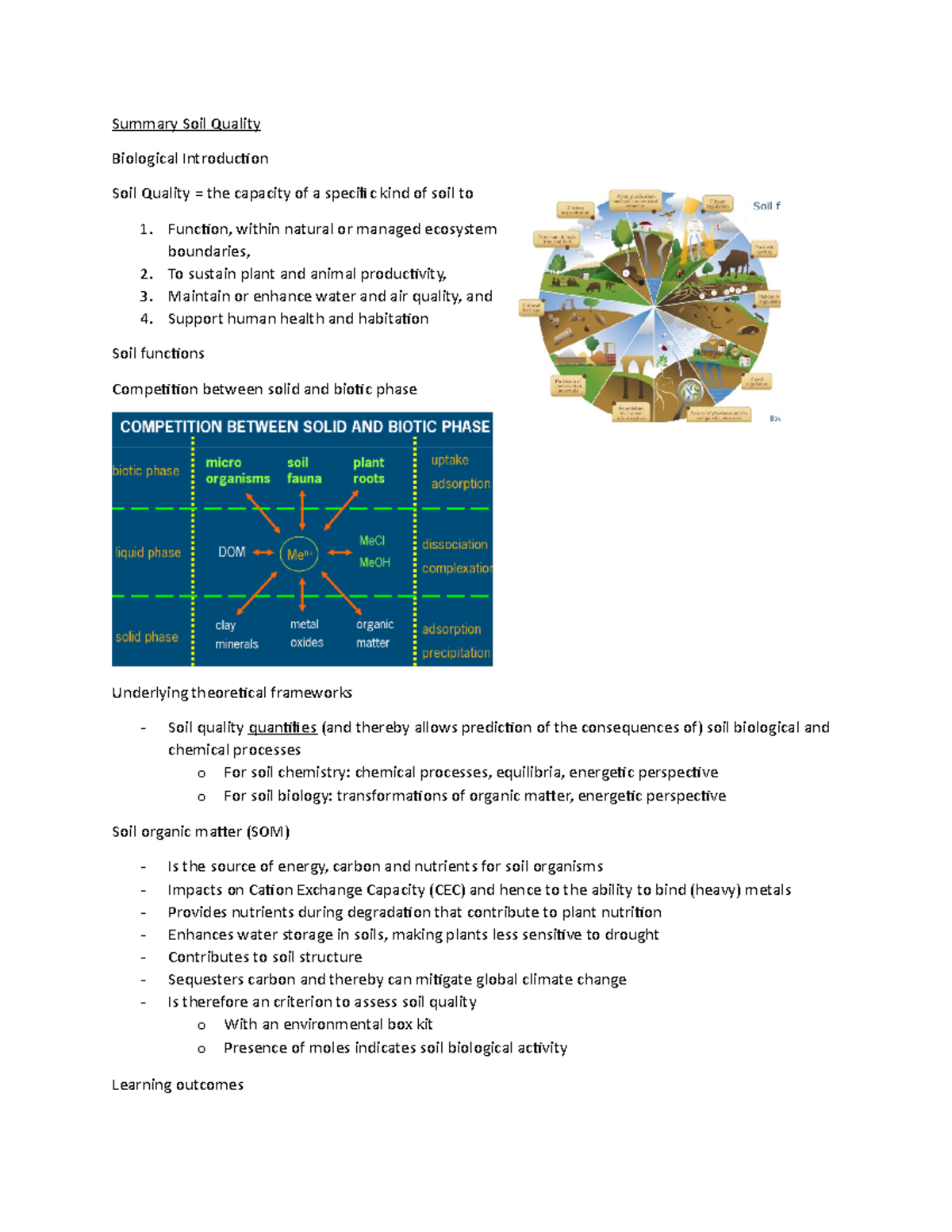 Soil Quality Introduction & Energy Concepts Summary - Summary Soil ...